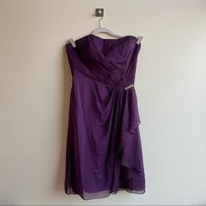 Belsoie Purple Strapless Formal Dress with Diamond-like Embellishment Sz…